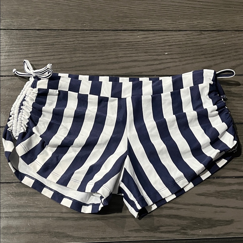 NWT Yogabela Victoria Sidestring Navy and White Striped Short